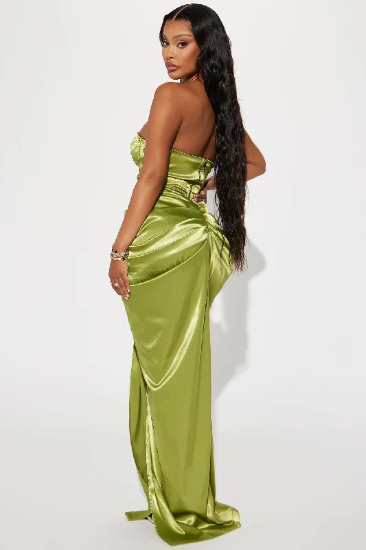 Rebeka Satin Maxi Dress - Green