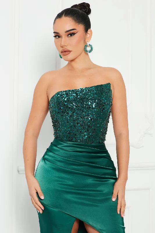 Sophia Satin Maxi Dress - Emerald