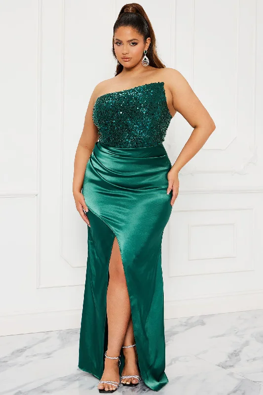 Sophia Satin Maxi Dress - Emerald