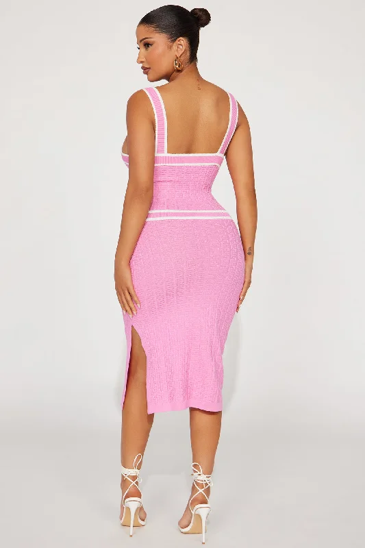 Sophia Sweater Midi Dress - Pink/combo