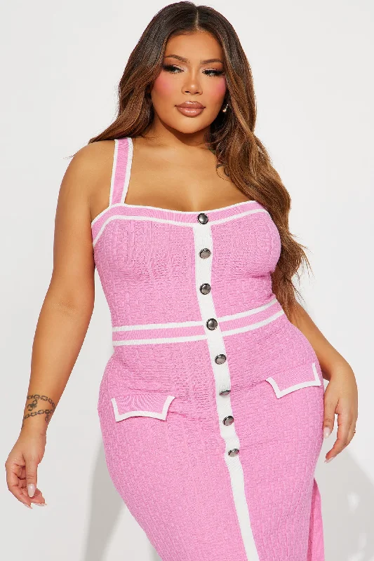 Sophia Sweater Midi Dress - Pink/combo