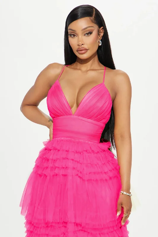 Tia Tulle Gown - Hot Pink