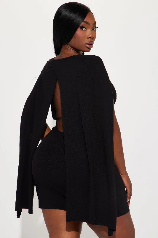 Try and Cape Up Mini Dress - Black