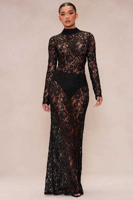 Valentina Lace Maxi Dress - Black