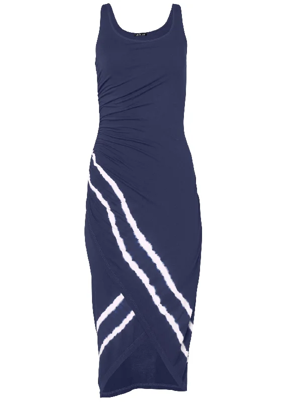 Tie dye high-low dress - Navy & White