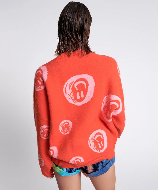 ALL OVER SMILEY KNIT SWEATER