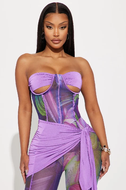 Amara Mesh Jumpsuit - Purple/combo