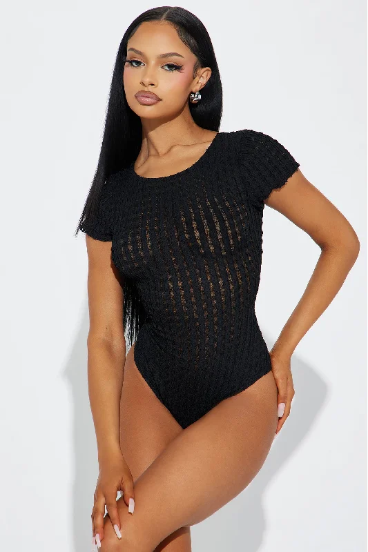 Claire Textured Bodysuit - Black