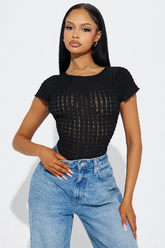 Claire Textured Bodysuit - Black