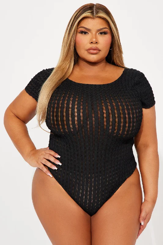 Claire Textured Bodysuit - Black