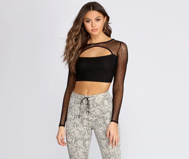 Cut Out Mesh Crop Top