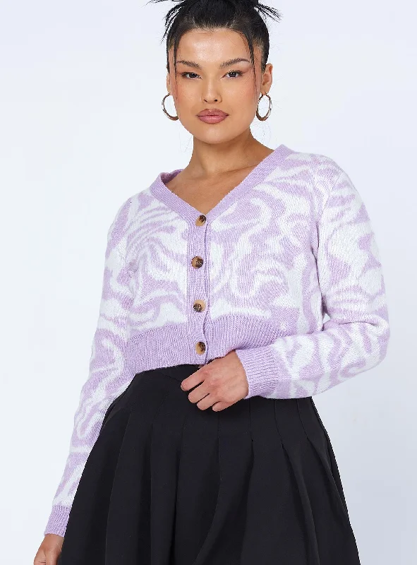 Emeley Cardigan White/Purple