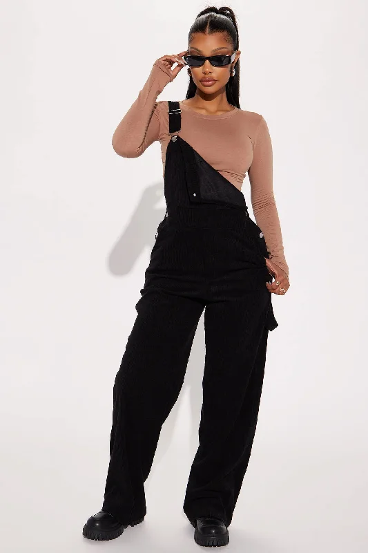 Feel The Passion Corduroy Jumpsuit - Black