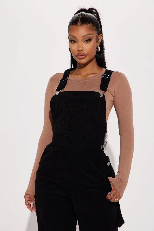 Feel The Passion Corduroy Jumpsuit - Black