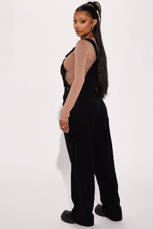 Feel The Passion Corduroy Jumpsuit - Black