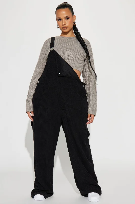 Feel The Passion Corduroy Jumpsuit - Black