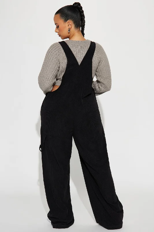 Feel The Passion Corduroy Jumpsuit - Black