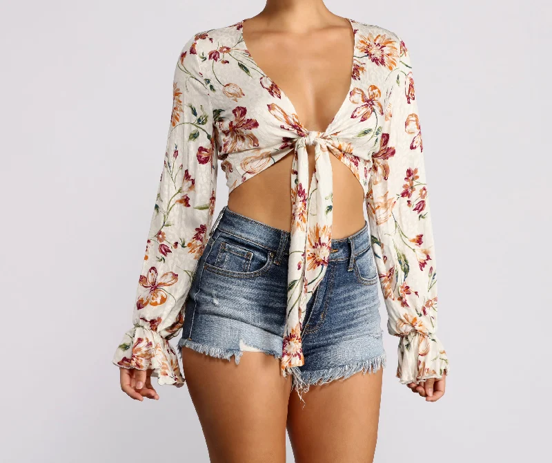 Floral Affair Tie Front Top