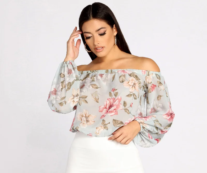 Flowy Floral Chiffon Crop Top