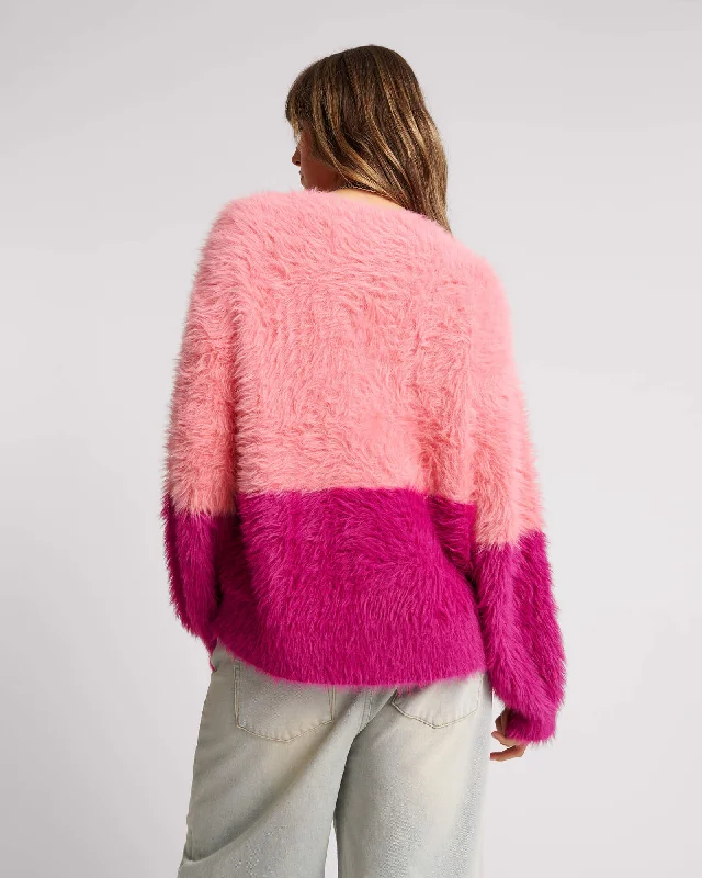 FLUFFY COLOUR BLOCK SWEATER