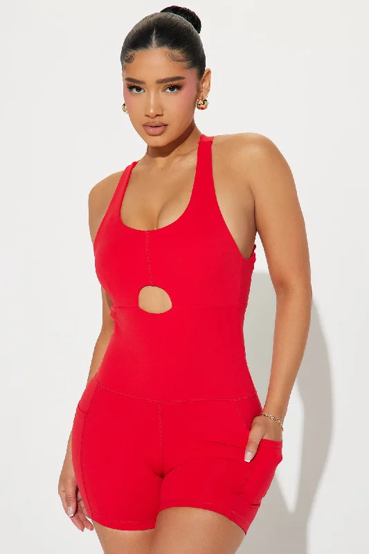 Gym Girly Active Romper - Red