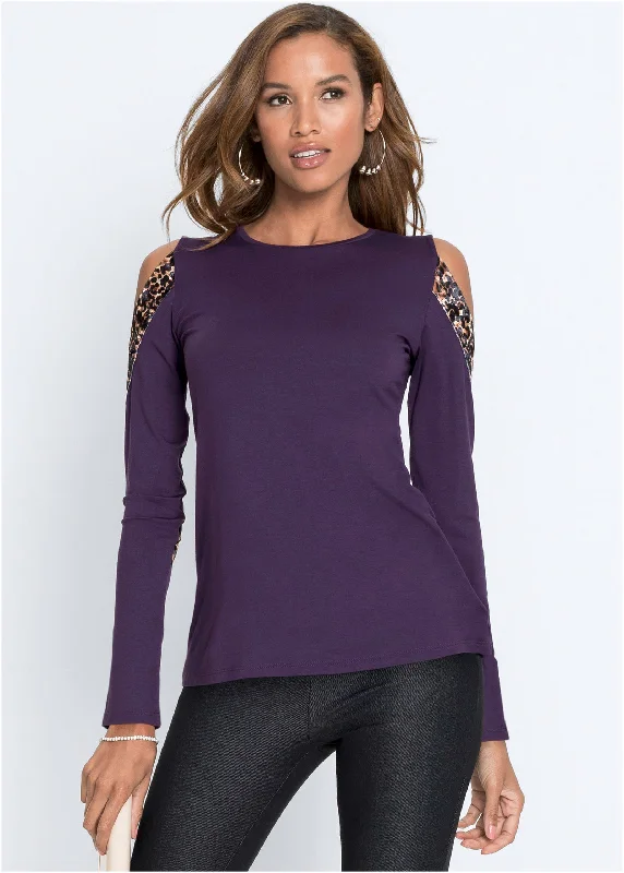 Leopard detail top - Purple