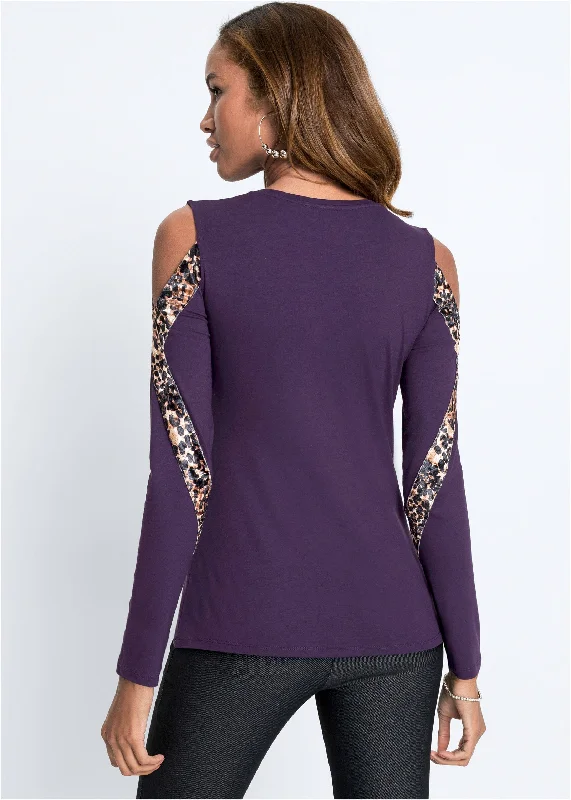 Leopard detail top - Purple