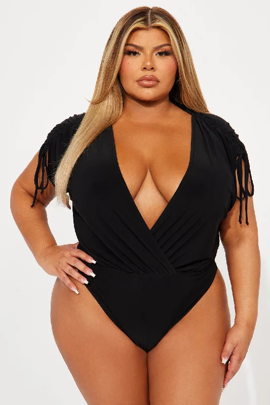 Kathryn Deep V-Neck Bodysuit - Black