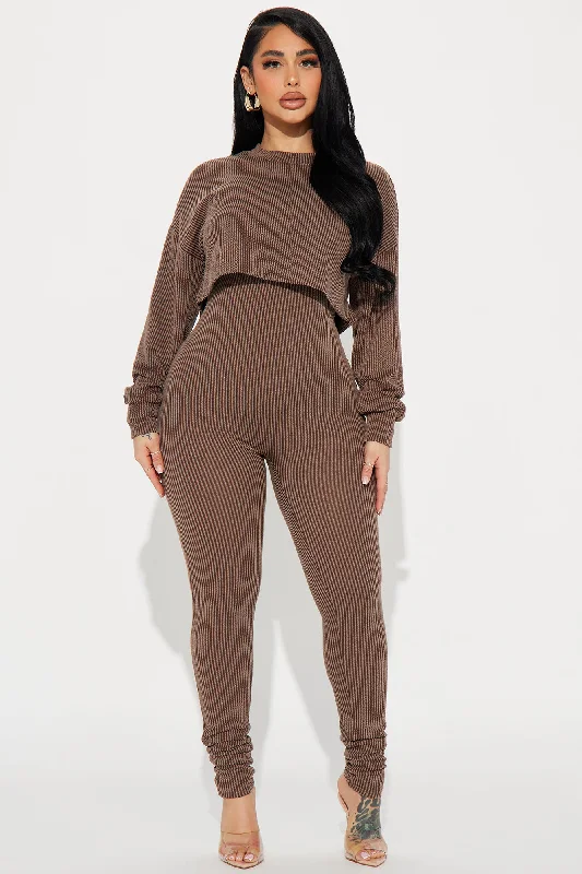 Kyra 2 Piece Jumpsuit Set - Brown