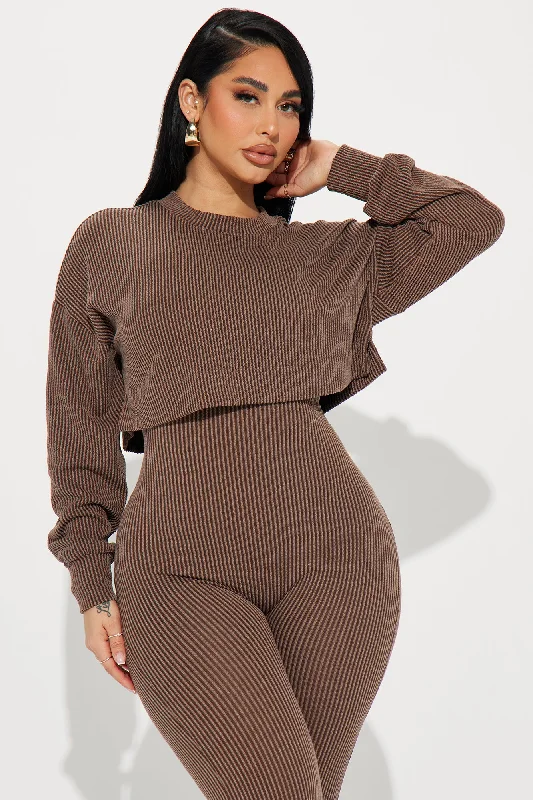 Kyra 2 Piece Jumpsuit Set - Brown