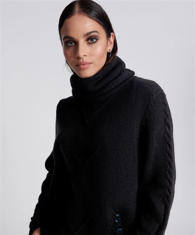 LADDERED ROLL NECK SWEATER