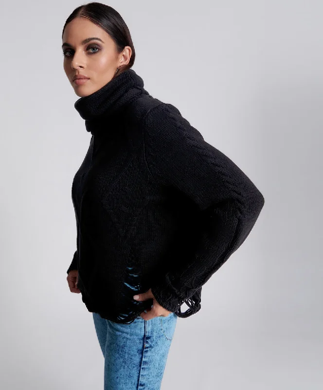 LADDERED ROLL NECK SWEATER