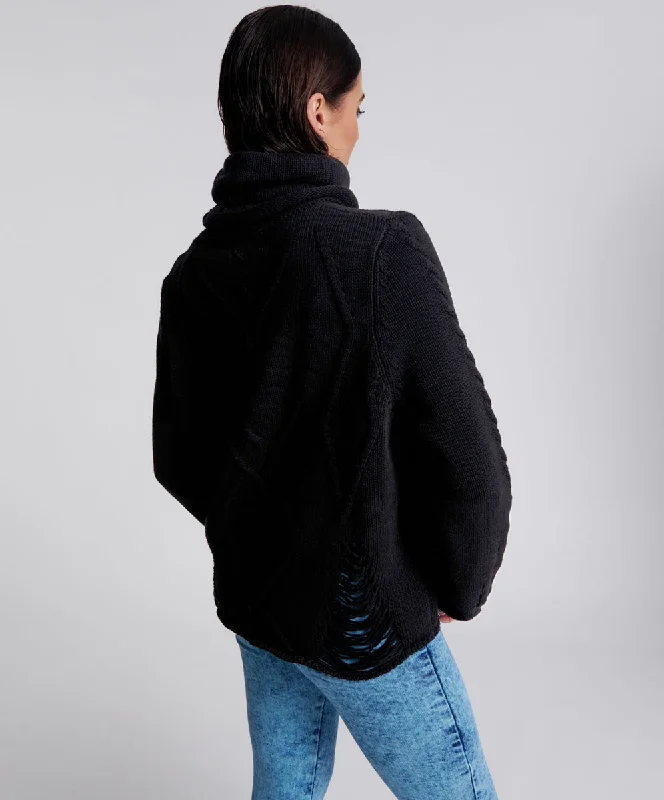 LADDERED ROLL NECK SWEATER