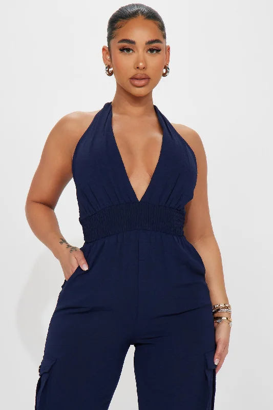 Melania Cargo Jumpsuit - Navy