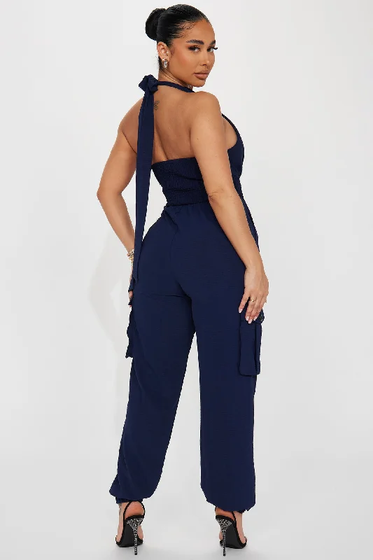 Melania Cargo Jumpsuit - Navy