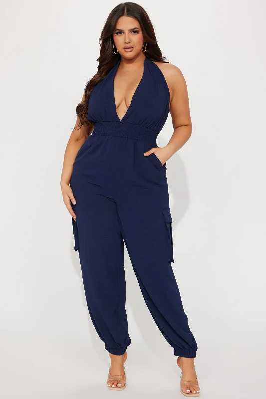 Melania Cargo Jumpsuit - Navy