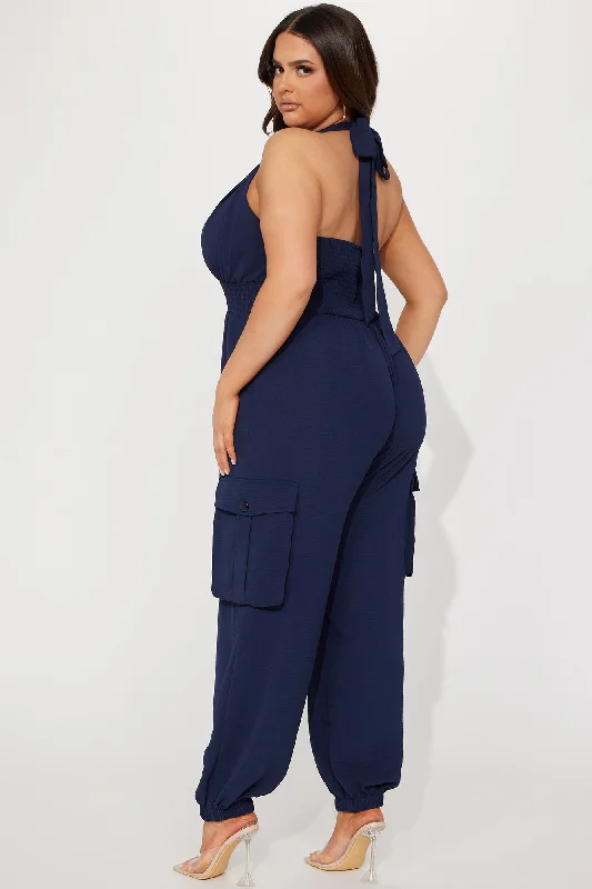 Melania Cargo Jumpsuit - Navy