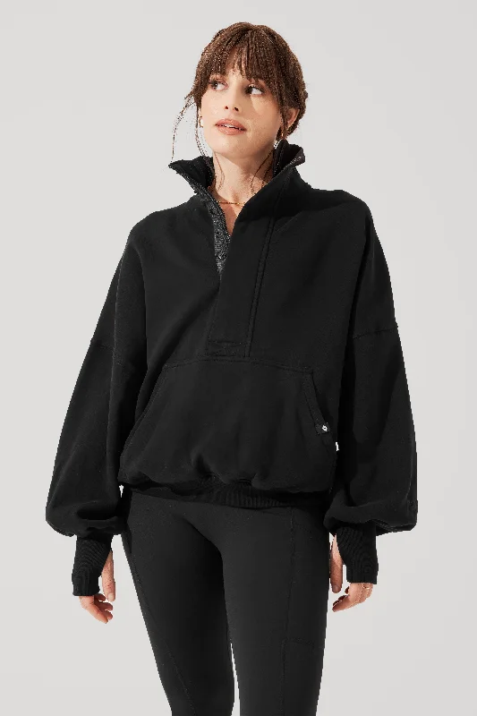 Ooey Gooey Half Zip Sweater - Black