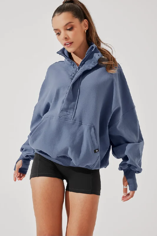 Ooey Gooey Half Zip Sweater - Blue Dusk