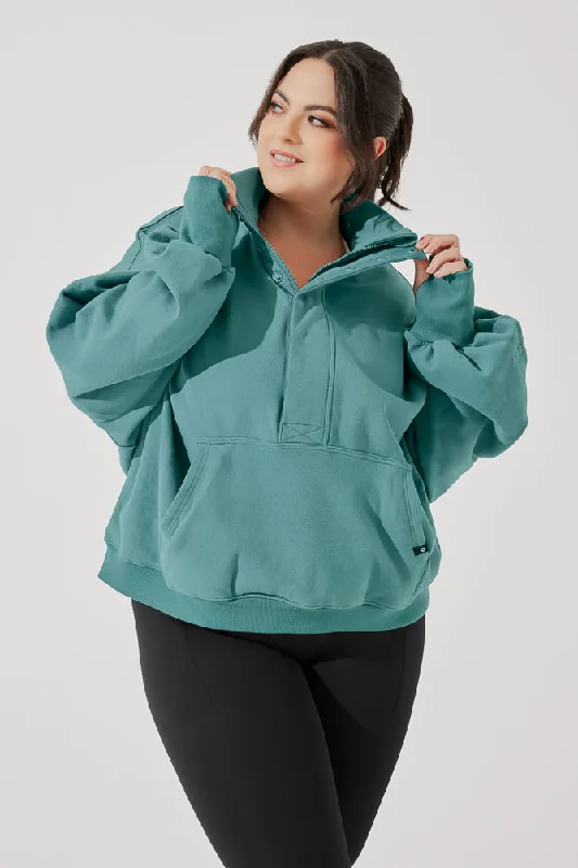 Ooey Gooey Half Zip Sweater - Turquoise