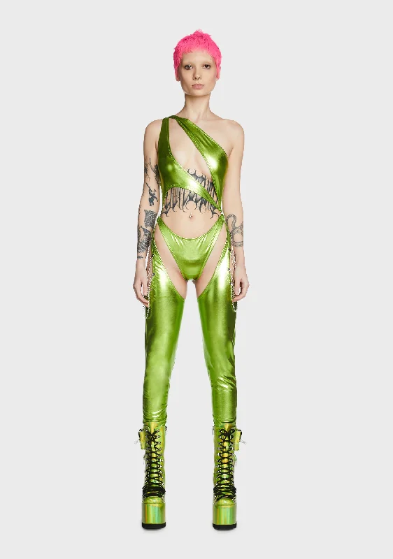 Prism Moonwalk Cut-Out Catsuit - Lime