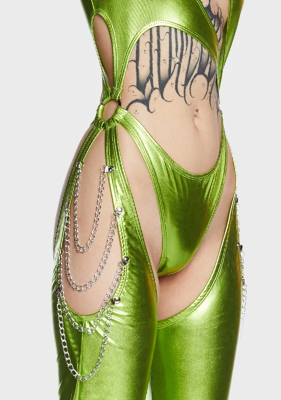 Prism Moonwalk Cut-Out Catsuit - Lime