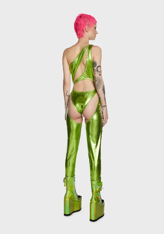 Prism Moonwalk Cut-Out Catsuit - Lime