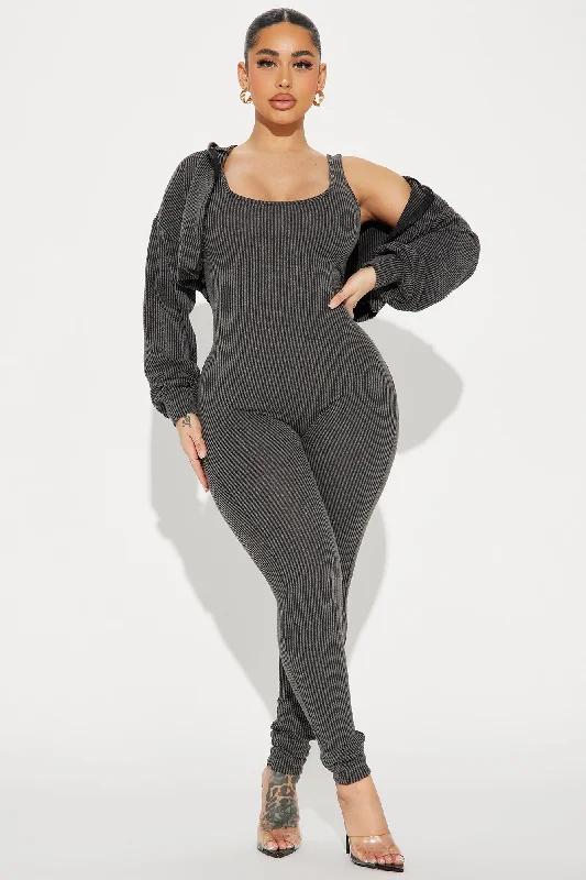 Savannah 2 Piece Jumpsuit Set - Charcoal