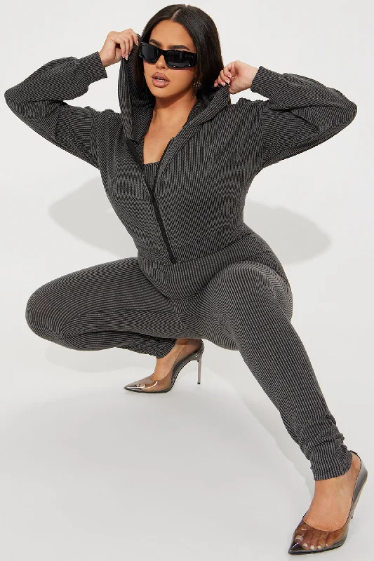 Savannah 2 Piece Jumpsuit Set - Charcoal