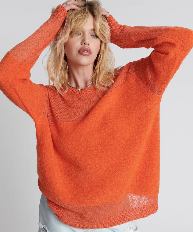 SHATTERED CREW KNIT SWEATER ORANGE