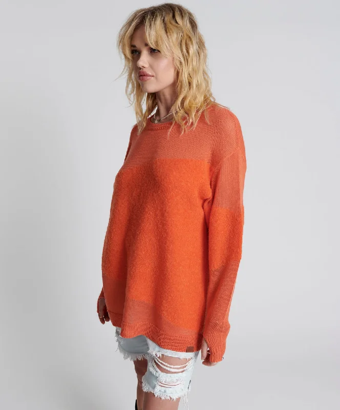 SHATTERED CREW KNIT SWEATER ORANGE