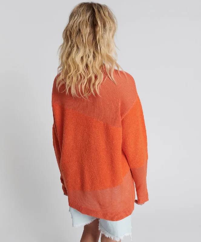 SHATTERED CREW KNIT SWEATER ORANGE