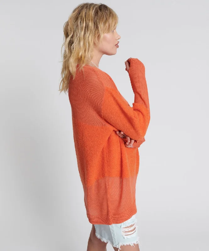 SHATTERED CREW KNIT SWEATER ORANGE