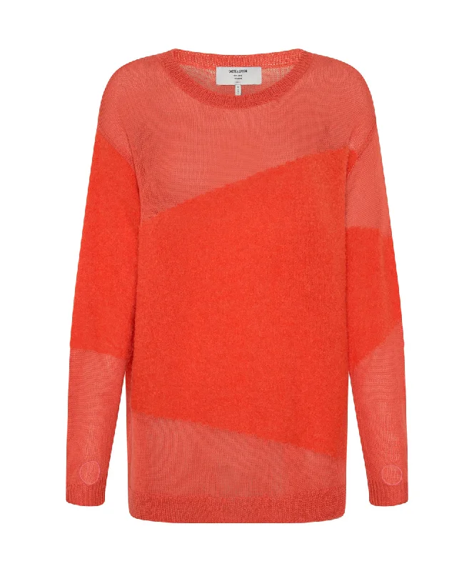 SHATTERED CREW KNIT SWEATER ORANGE